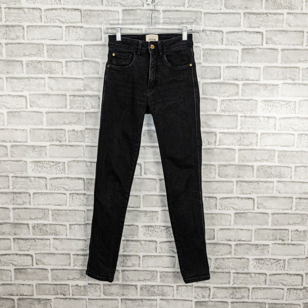 SEZANE Denim Size 25 High Rise ankle Skinny Jeans Black